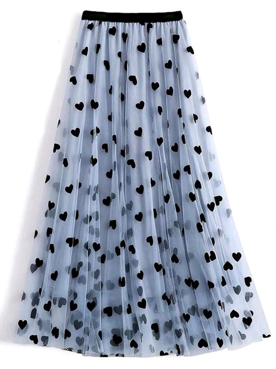 SHEIN Jewelry - SHEIN CURVE FLOCKED HEART PRINT SKIRT SZ 1X